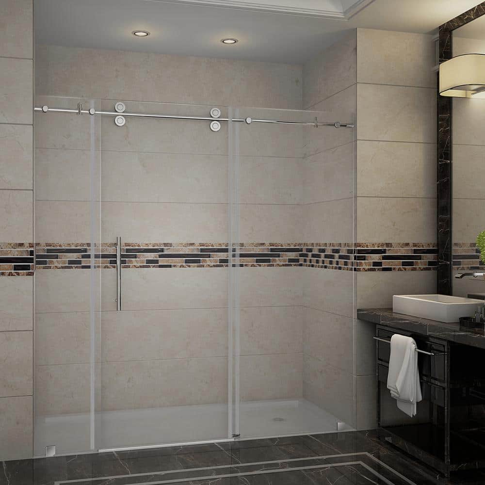 Langham 78" Frameless Sliding Shower Door with Chrome Finish