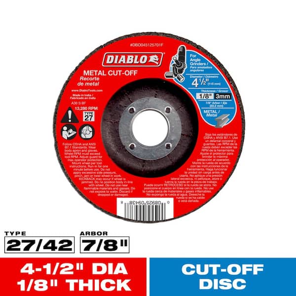 4-1/2 in. x 1/8 in. x 7/8 in. Metal Cut-Off Disc with Type 27 Depressed Center