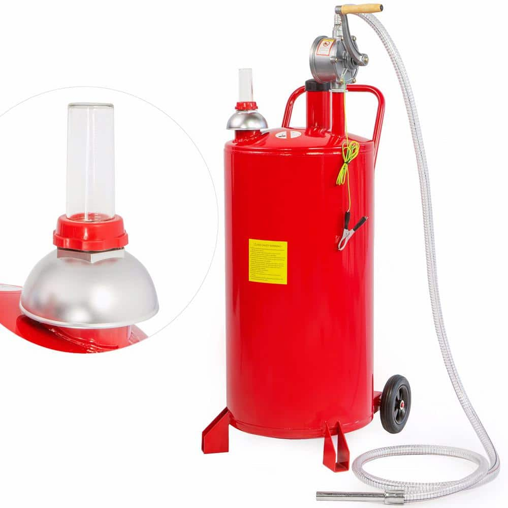 Stark 20 Gal. Portable Gas Caddy Fuel Transfer Pump Rolling Gas Can ...