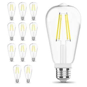 60-Watt Equivalent ST19 Edison Vintage Filament Clear Glass Motion Activated E26 LED Light Bulb Daylight 5000K (12-Pack)