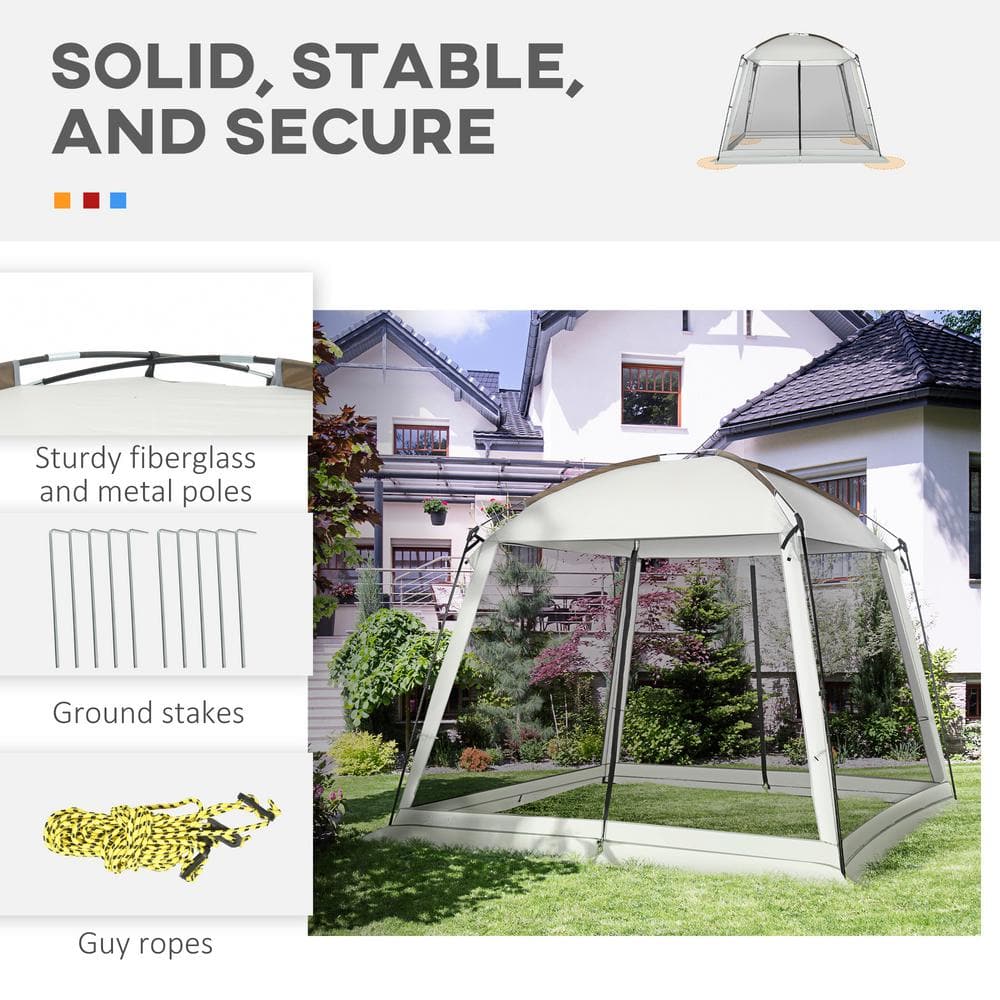White 8-Person Summer Camping Screen House with Carry Bag