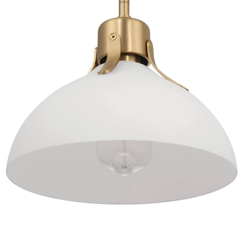 Gold and White Glass Dome Ceiling Light with Adjustable Height
