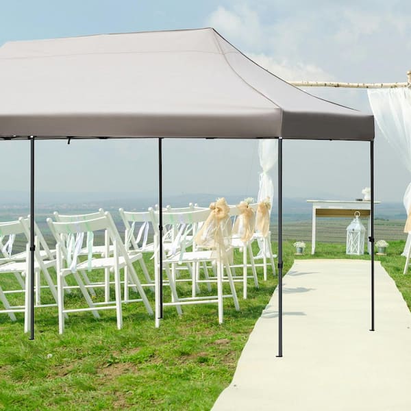 10 ft. x 20 ft. Khaki Pop-Up Canopy Tent Heavy Duty Party