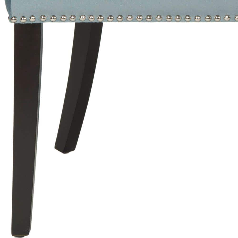 Elegant Blue Velvet Upholstered Side Chair with Silver Nailhead Trim