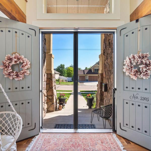 Weather Star 72 in. x 96 in. Brisa White Tall Double Retractable Screen Door  Kit 77020381 - The Home Depot