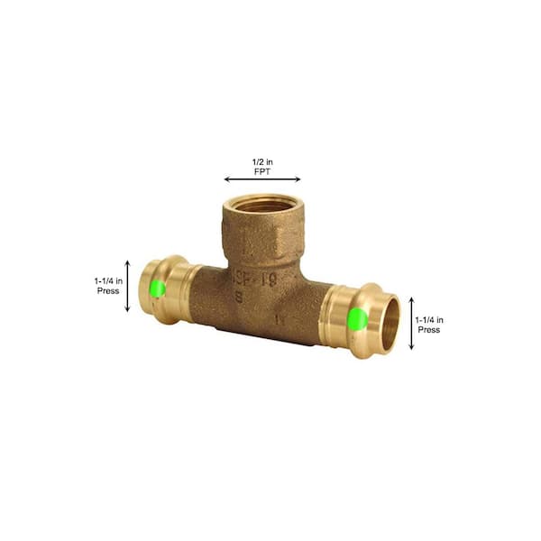 ProPress 1-1/4 in. Press x 1-1/4 in. Press x 1/2 in. FPT Zero-Lead Bronze Reducing Tee