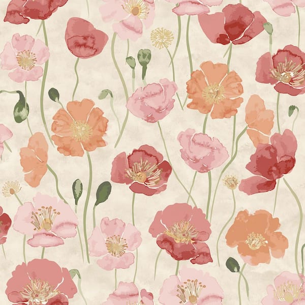 Adelia Pastel Pink Peel and Stick Wallpaper