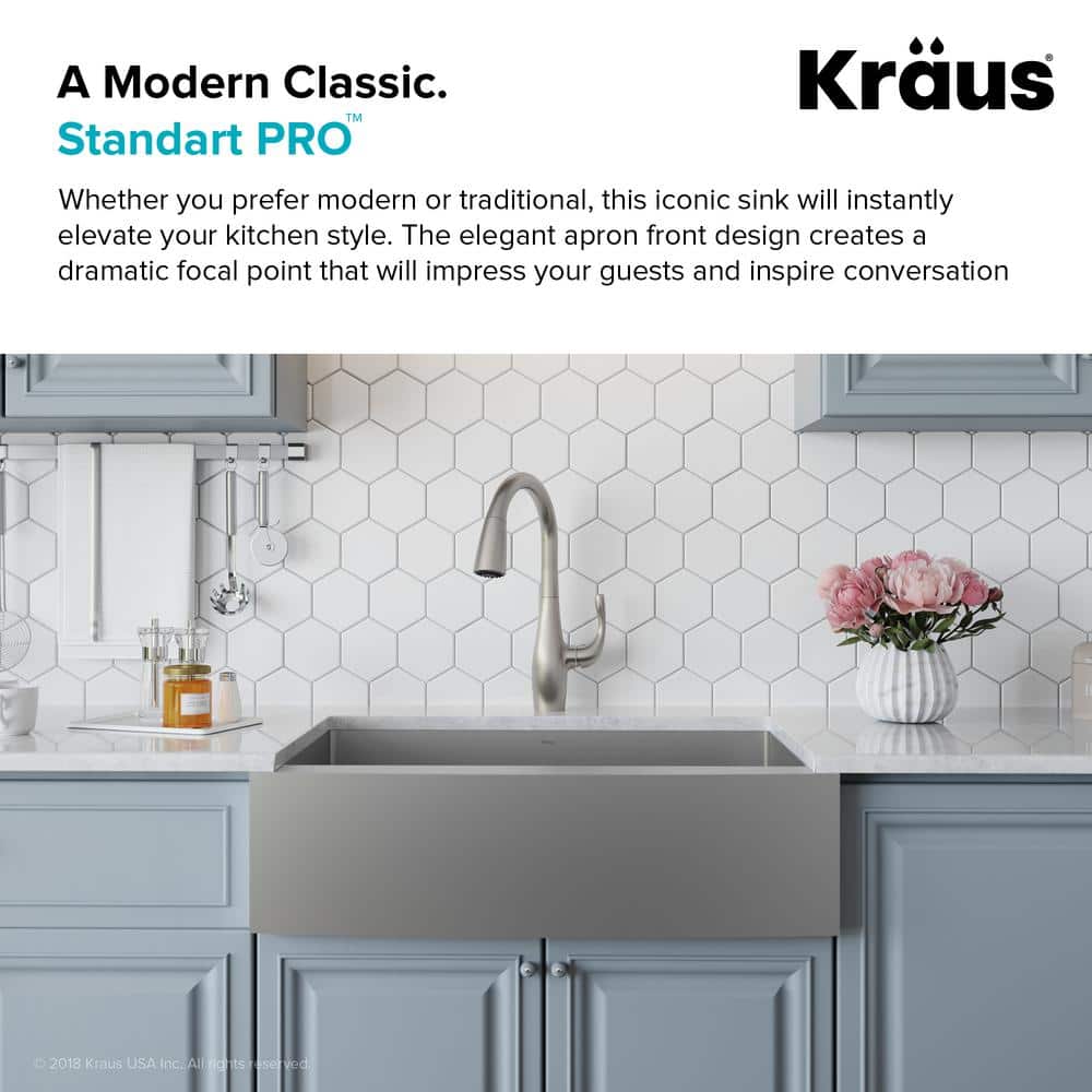 33-Inch Stainless Steel Farmhouse Single Bowl Kitchen Sink with Garbage Disposal