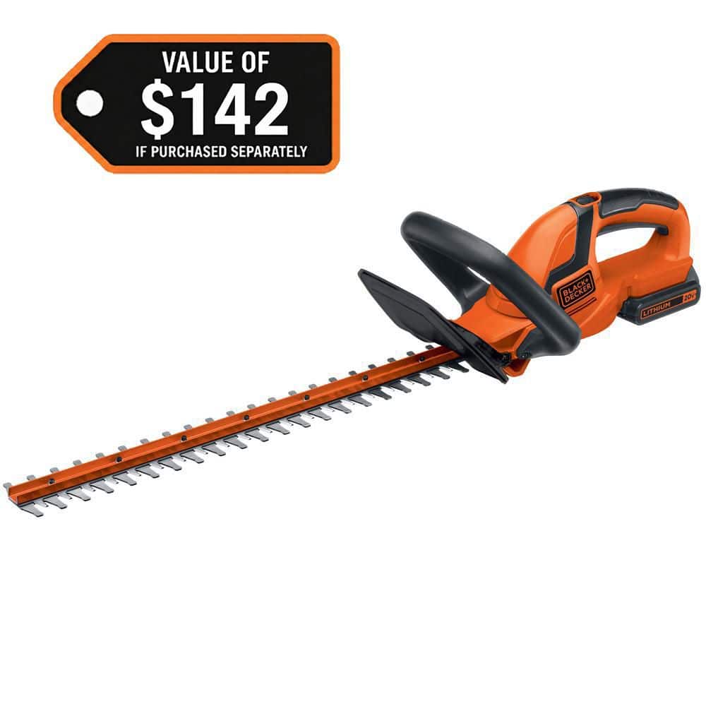 BLACK+DECKER 20V MAX Power Connect 22 in. Cordless Battery Powered Hedge Trimmer Kit with (1) 1.5 Ah Battery and Charger LHT2220