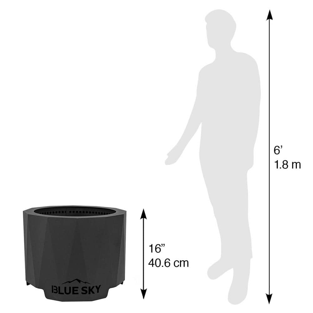 Black Powder-Coated Steel Smokeless Round Fire Pit