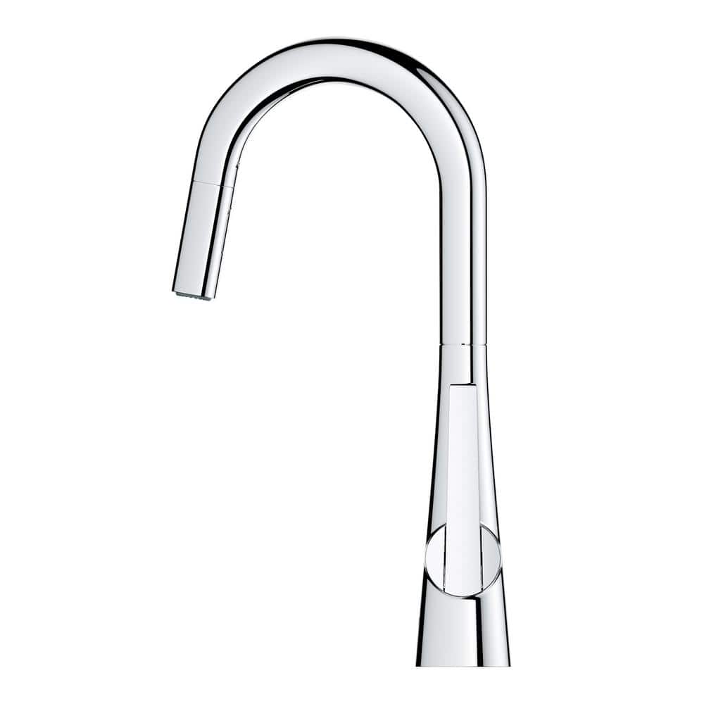 Sleek Euro-Style 15.5" Chrome Pull-Down Bar Faucet with Dual Spray