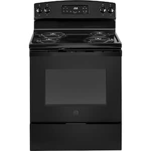 30 in. 4 Burner Element Free-Standing Electric Range in Black with Self Clean