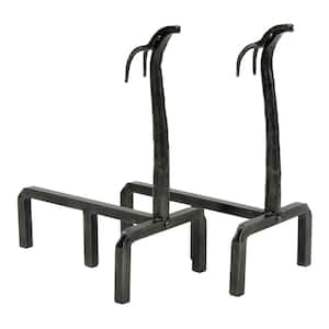 18.5 in. Tall Natural Iron Decorative Deer Andirons for Fireplace Logs
