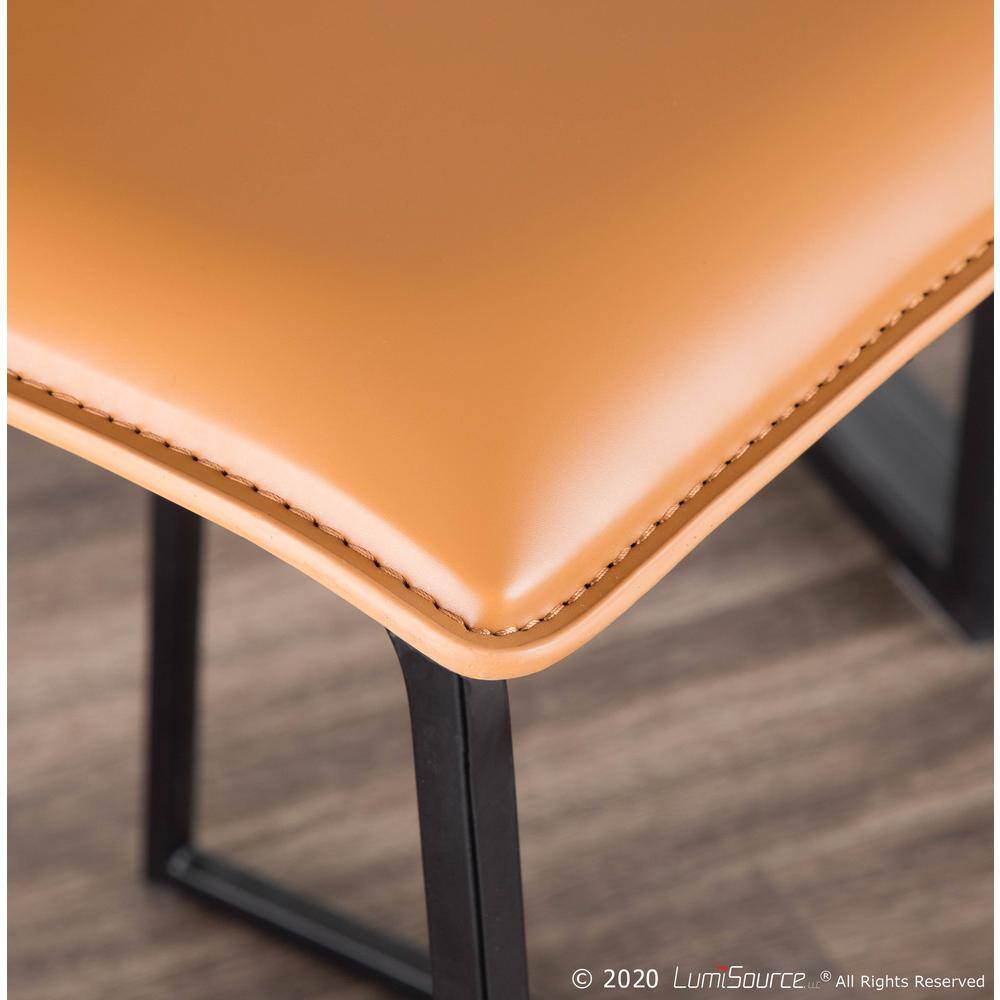 Mara 26" Black Metal and Camel Faux Leather Counter Stools, Set of 2