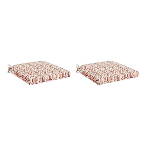 Hampton Bay 20 in. W x 20 in. D Universal Outdoor Seat Pad in Broken Watercolor Stripe (Set of 2)