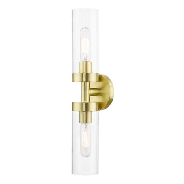 AVIANCE LIGHTING Hastings 19.25 in. 2-Light Satin Brass ADA Vanity Light with Clear Glass