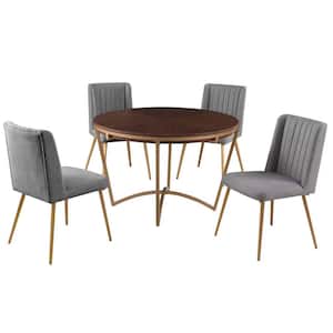Classic Dining Room Set 5-Piece Brown Wood Top Table (Set Seats 4)