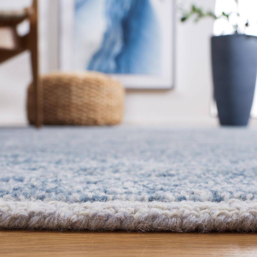 Handmade Blue and Grey Wool Tufted 4' x 6' Area Rug
