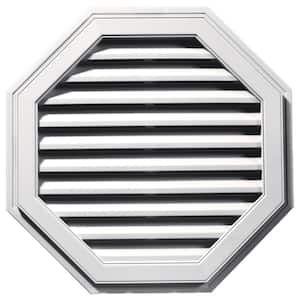 32 in. x 32 in. Octagon White Plastic Built-in Screen Gable Louver Vent