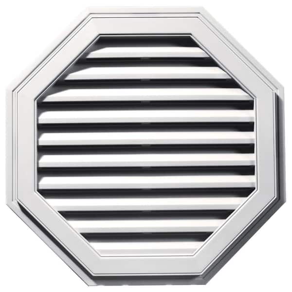 Builders Edge 32 in. x 32 in. Octagon White Plastic Built-in Screen Gable Louver Vent