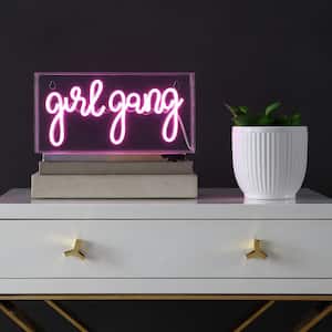 Girl Gang 5.9 in. Pink Contemporary Glam Acrylic Box USB Operated LED Neon Lamp