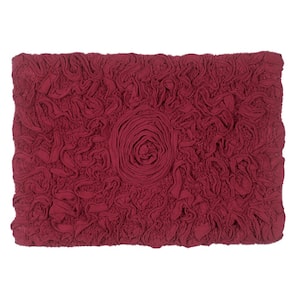 Bell Flower Collection 100% Cotton Tufted Bath Rugs, 17 in. x24 in. Rectangle, Red