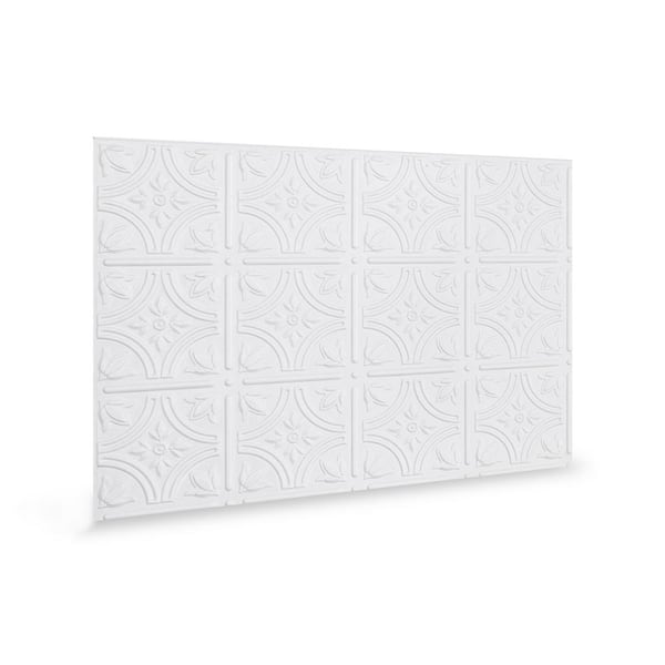 INNOVERA DECOR BY PALRAM 18.5'' x 24.3'' Empire Decorative 3D PVC Backsplash Panels in White 1-Piece
