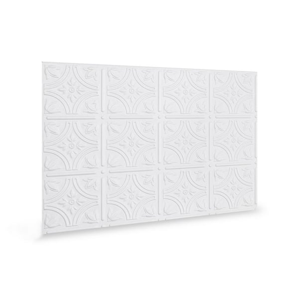 INNOVERA DECOR BY PALRAM 18.5'' x 24.3'' Empire Decorative 3D PVC Backsplash Panels in White 6-Pieces