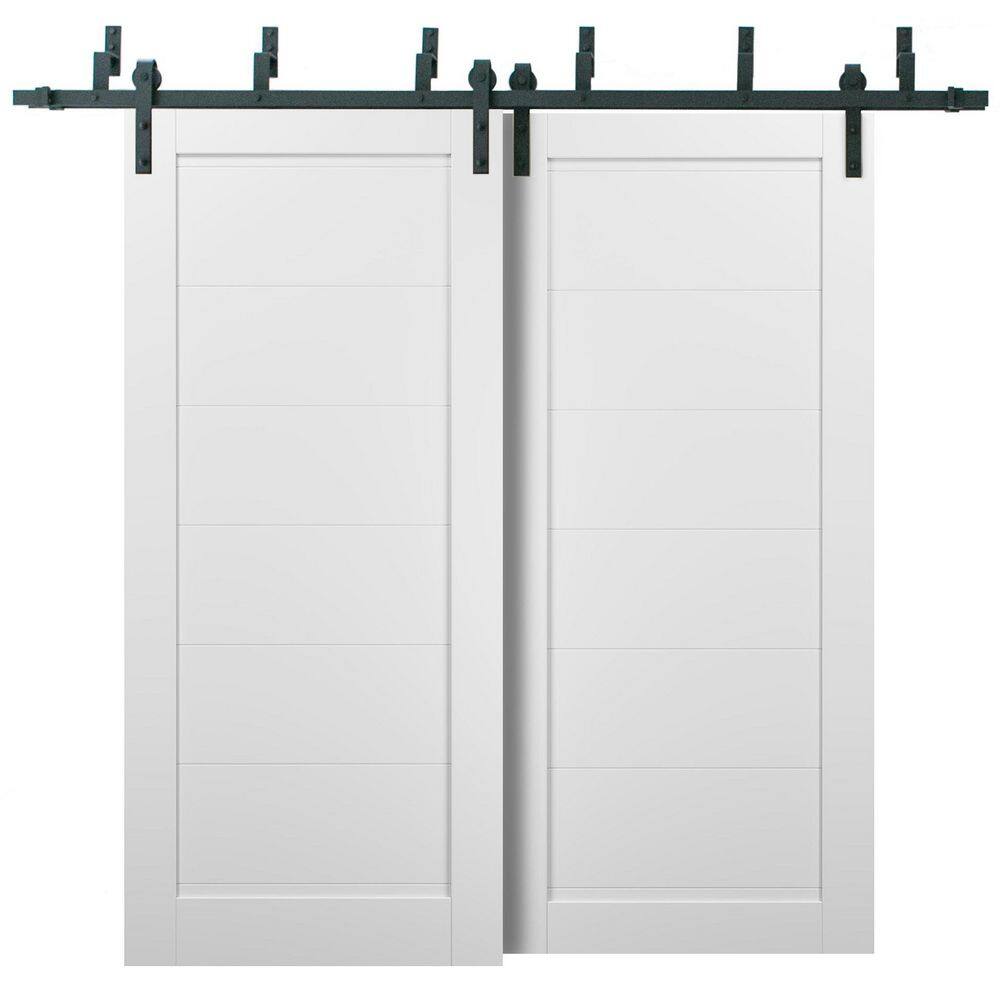 84 in. x 84 in. 2 Panel White Solid MDF Sliding Barn Door with Hardware Kit price history on PriceWatchPro