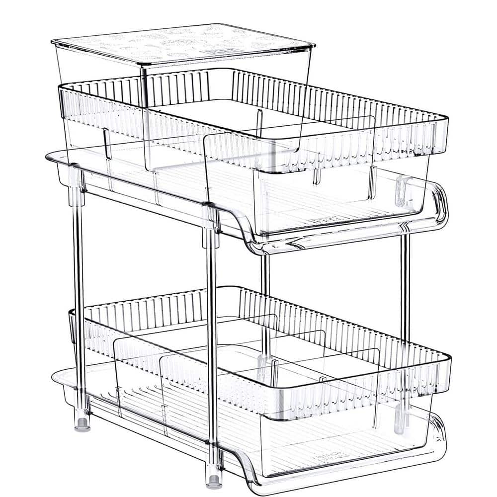 HOMLUX 2-Tier 20 in. W x 21 in. D Silver Metal Individual Pull Out