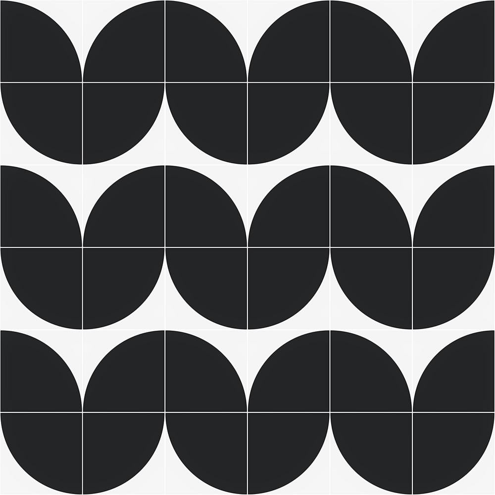 Tarin 8" x 8" Black and White Porcelain Tile