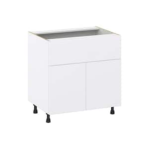 Fairhope Bright White Slab Assembled Base Kitchen Cabinet with 10 in. Drawer (33 in. W X 34.5 in. H X 24 in. D)