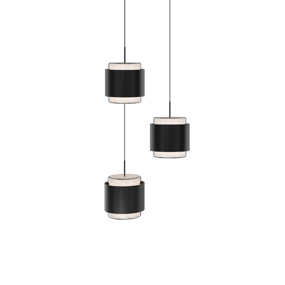 Banded 3-Light Black Integrated LED Round Pendant Light Selectable 4CCT 2700K-3000K-3500K-4000K price history on PriceWatchPro