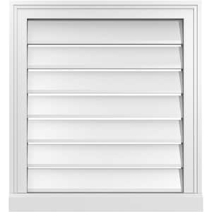 22 in. x 24 in. Vertical Surface Mount PVC Gable Vent: Functional with Brickmould Sill Frame