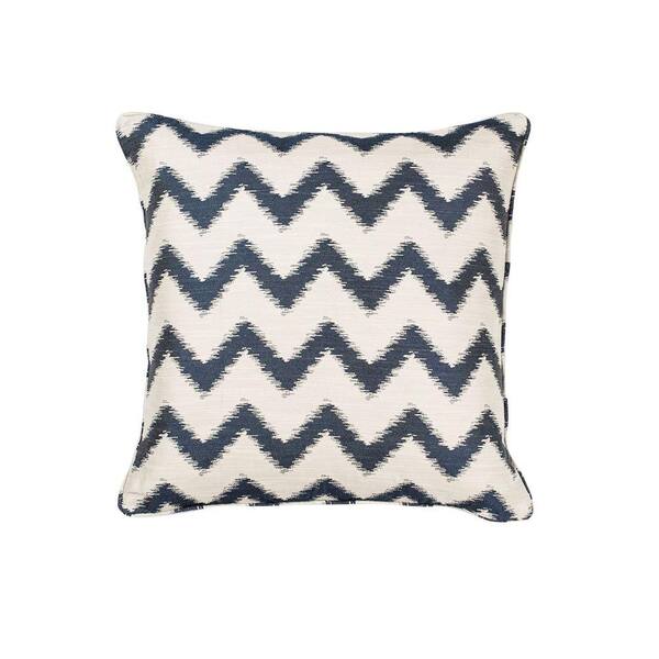 Kas Rugs Nappa Ivory and Navy Geometric Hypoallergenic Polyester 18 in. x 18 in. Throw Pillow