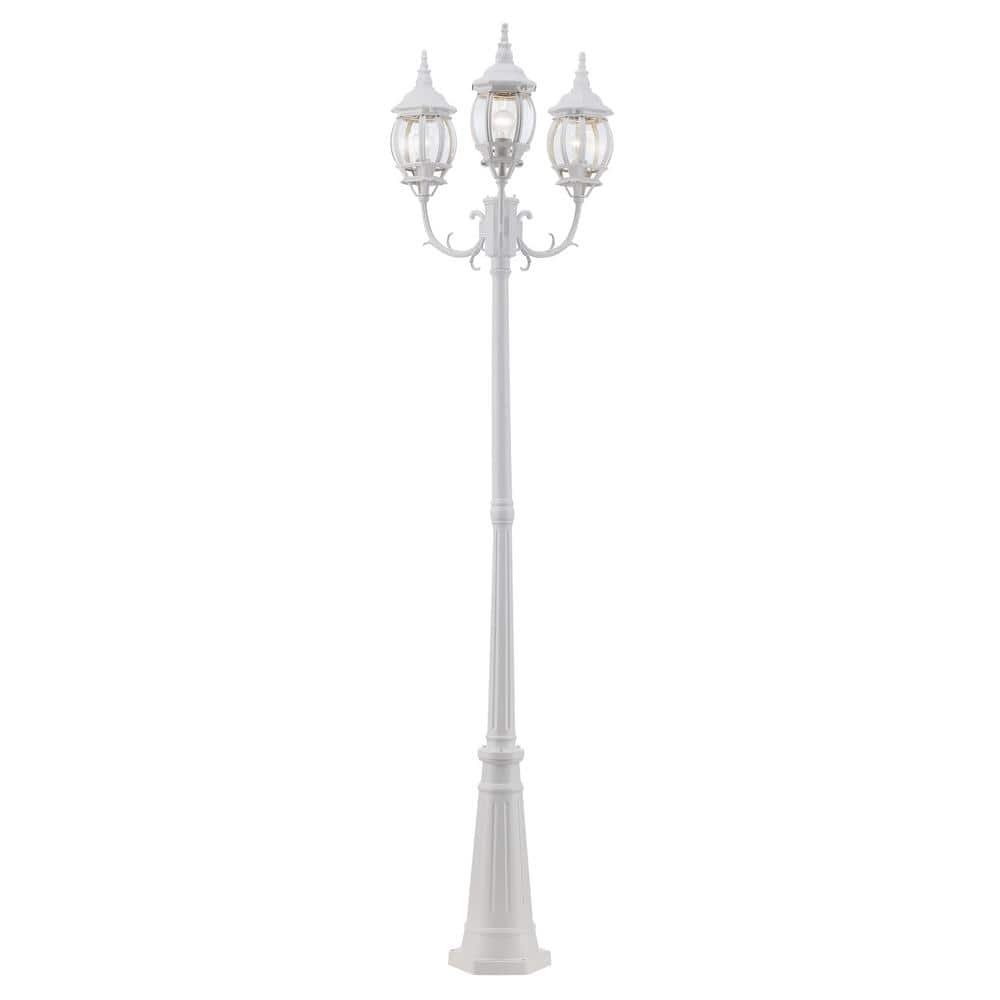 Bel Air Lighting Parkway 7.6 ft. 3-Light White Outdoor Lamp Post Light ...