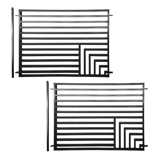 ALEKO 16 ft. x 5 ft. Florence Style Security Fence Panels Steel Fence Kit 2-Panel Gate Fence