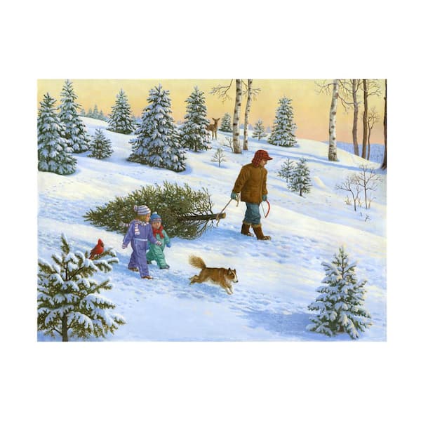 Alaterre Furniture Unframed Ruth Sanderson 'Bringing Home The Christmas Tree' Canvas Art - Home Photography Wall Art 18 in. x 24 in.