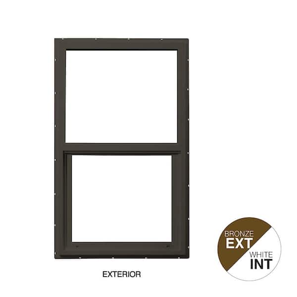 Ply Gem 35.5 in. x 59.5 in. Select Series Single Hung Vinyl Bronze Window with White Int HP2+ Glass, and Screen