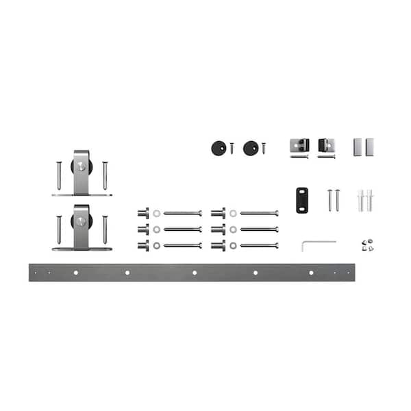 American Pro Decor 4 ft. Stainless Steel Mini Sliding Rolling Barn Door Hardware Kit for Single Furniture Wood Doors