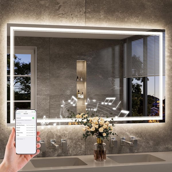 KeonJinn 60 in. W x 36 in. H Rectangular Frameless Wall LED Lighted ...
