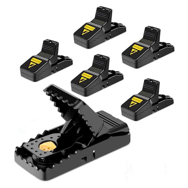 Indoor/Outdoor Mouse Rat Trap Best Snap Traps for Mouse/Mice Safe and Quick Kill Mice Traps, Black Finish (6-Pack)