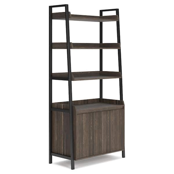 Signature Design By Ashley Zendex 72.25 in. Tall Dark Brown Engineered Wood 4-Shelf Accent Bookcase with Cabinets and Removable Shelves