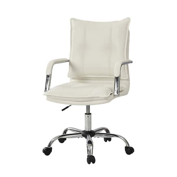 JAYDEN CREATION Dud White Modern Faux leather Swivel Task Chair with ...