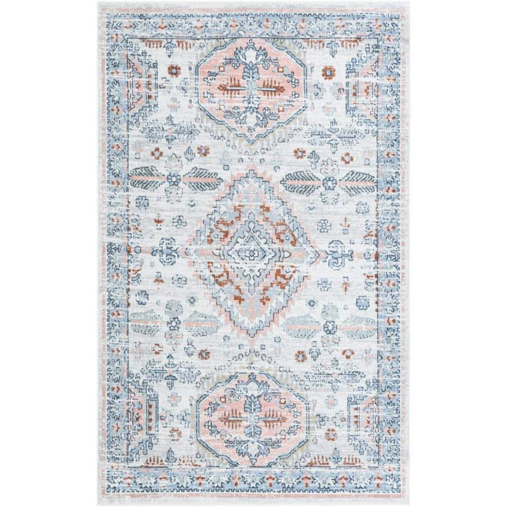 Unique Loom Kamala Washable Oriental Ivory 5 ft. 3 in. x 8 ft. Area Rug ...