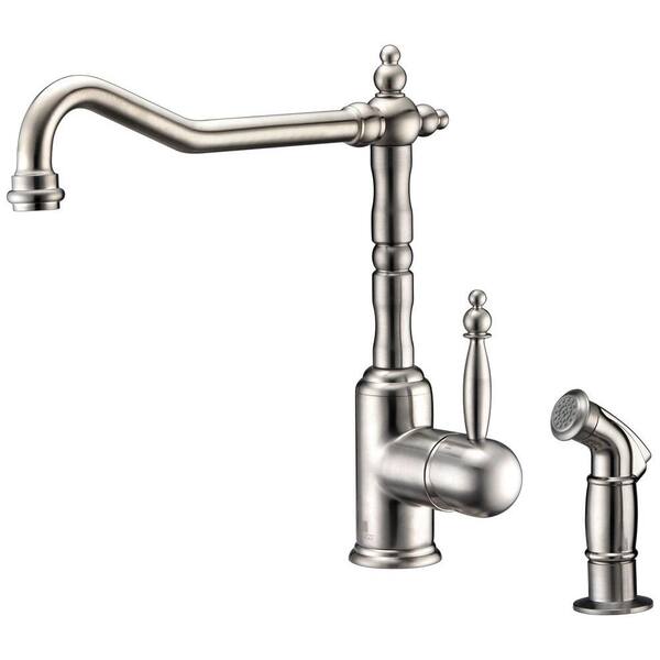 ANZZI Locke Single-Handle Standard Kitchen Faucet with Side Sprayer in Brushed Nickel