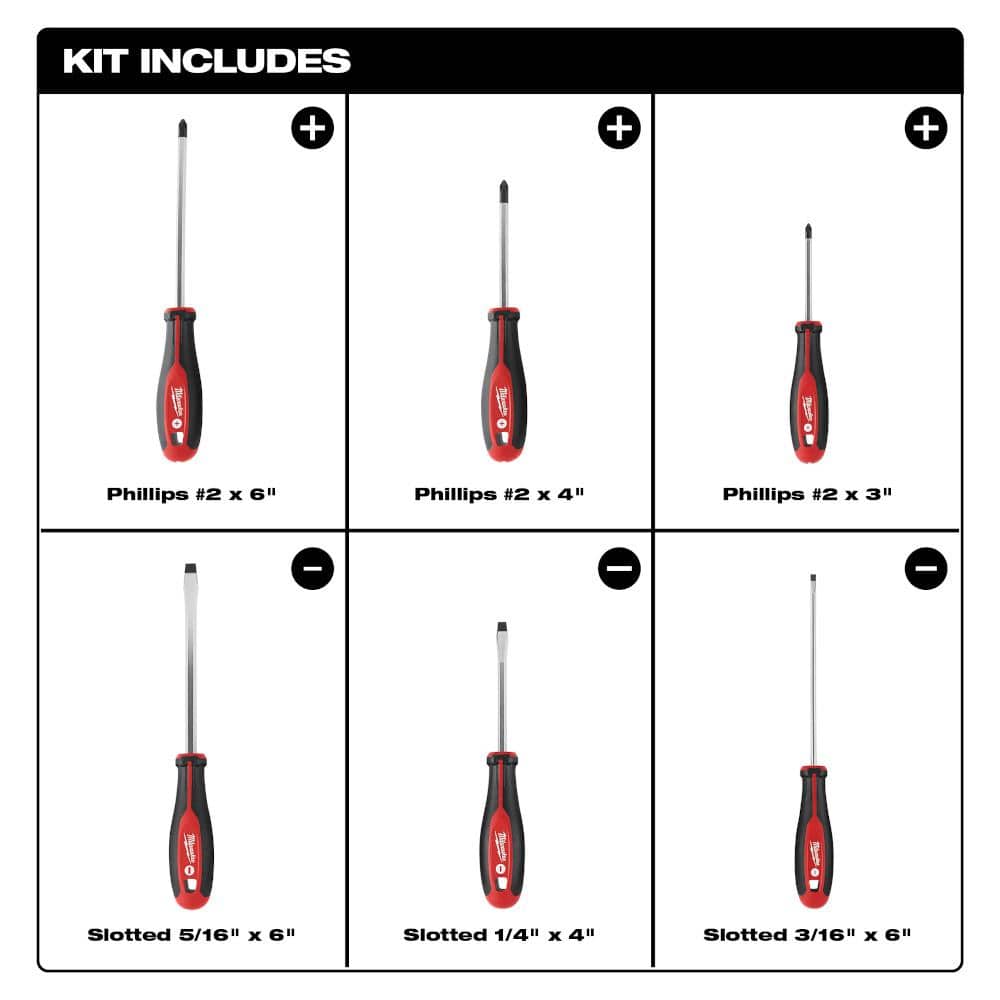 Milwaukee Phillips/Slotted Flat Head Hex Drive Screwdriver Set