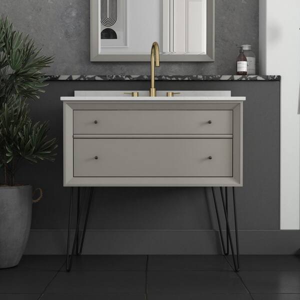 Floating Gray Bathroom Vanity With Sink, Bathroom Vanity Floating Style