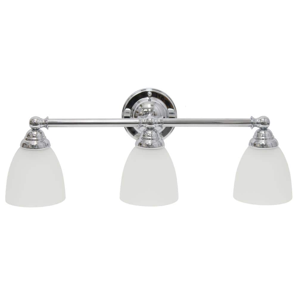 Simple Designs 25 In. Chrome Classic 3-light Metal Bar And Frosted Cone 