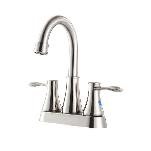 Unbranded 4 in. Centerset 2-Handle Bathroom Faucet with Spot Defense and Drain Assembly in Brushed Nickel
